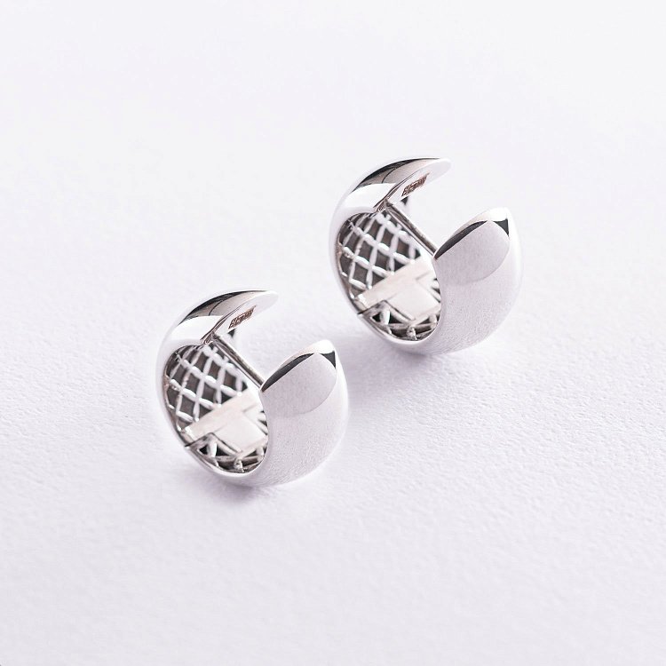 Серьги - кольца в белом золоте с07050 от ювелирного магазина Оникс - 3