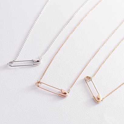 Колье "Булавка" в белом золоте кол02252 №14