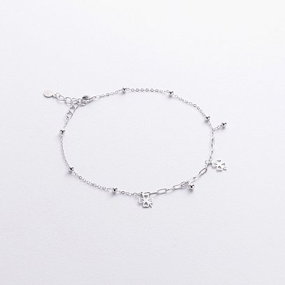 Серебряный браслет "Клевер" на ногу 141790