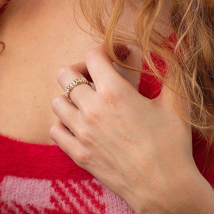 Каблучка "Rosie" з фіанітами (червоне золото) к08096 від ювелірного магазину Онікс - 4