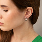 Золоті сережки - кільця з фіанітами (біле золото) с09430 от ювелирного магазина Оникс - 3