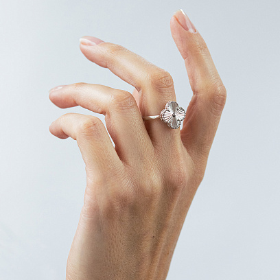 Серебряное кольцо "Клевер" 112832 №4