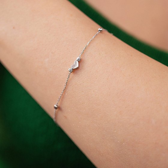 Браслет "Сердечко" у білому золоті б05085 №4