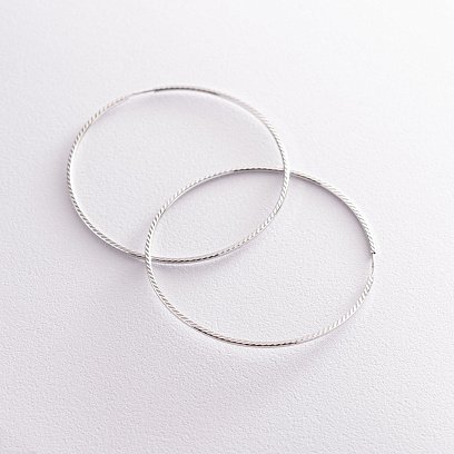 Сережки - кільця в білому золоті (6.3 см) с07143