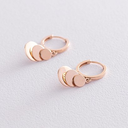 Золотые серьги "Монетки" с07219 №3