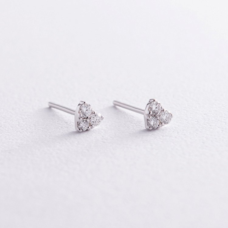 Золоті сережки - пусети "Сердечки" з діамантами сб0463ca від ювелірного магазину Онікс - 2