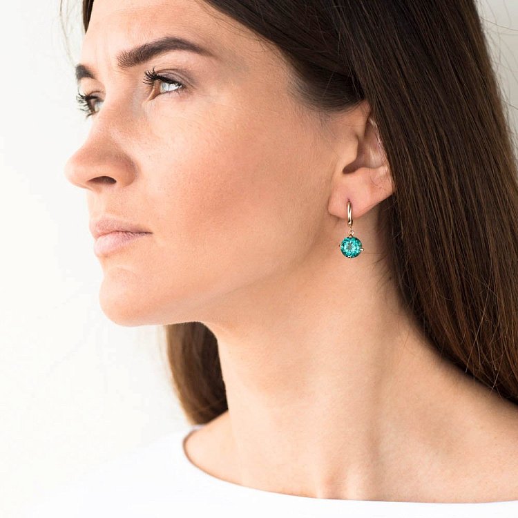 Золоті сережки "Захоплення" з синтетичним кварцом с05298 від ювелірного магазину Онікс - 4