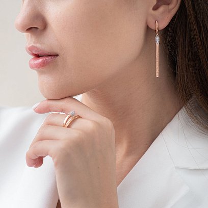 Золота каблучка "Сірник" (фіаніти) к06314 №2