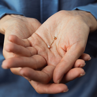 Золотой пирсинг в пупок (фианит) пир00226 №2