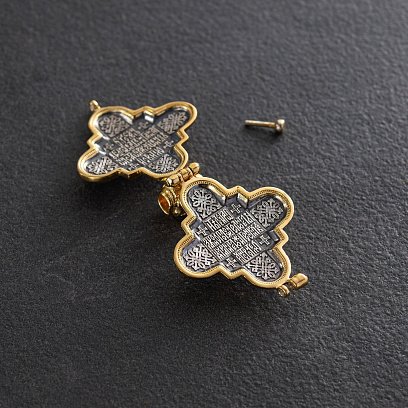 Срібний мощевик з позолотою "Господь Вседержитель. Божа Матір" 131805 №2