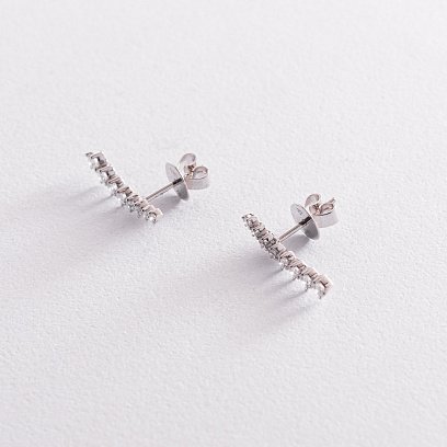 Золотые серьги - пусеты "Мари" с бриллиантами сб0377ri №3