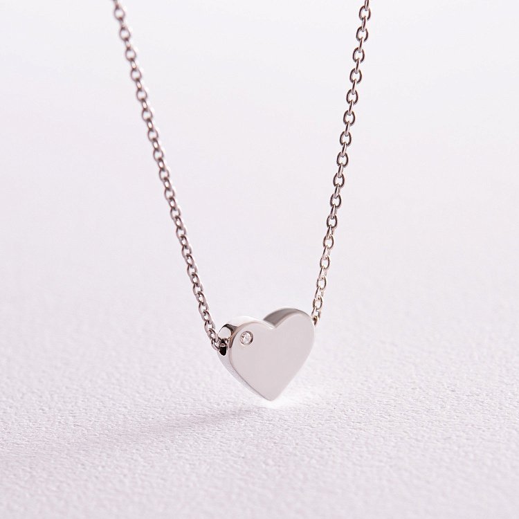 Срібне кольє "Сердечко" з фіанітом 1090 від ювелірного магазину Онікс