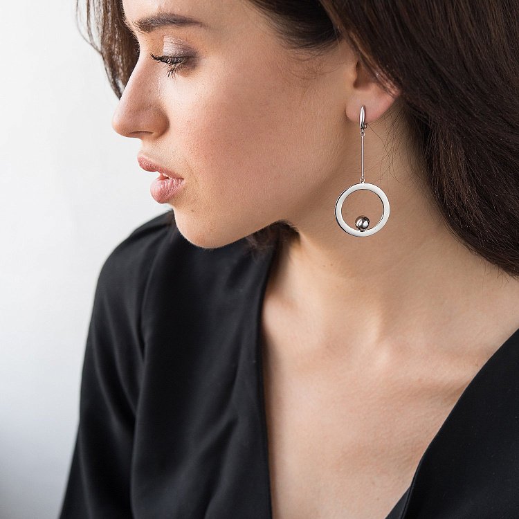 Срібні сережки на англійській застібці 122518 від ювелірного магазину Онікс