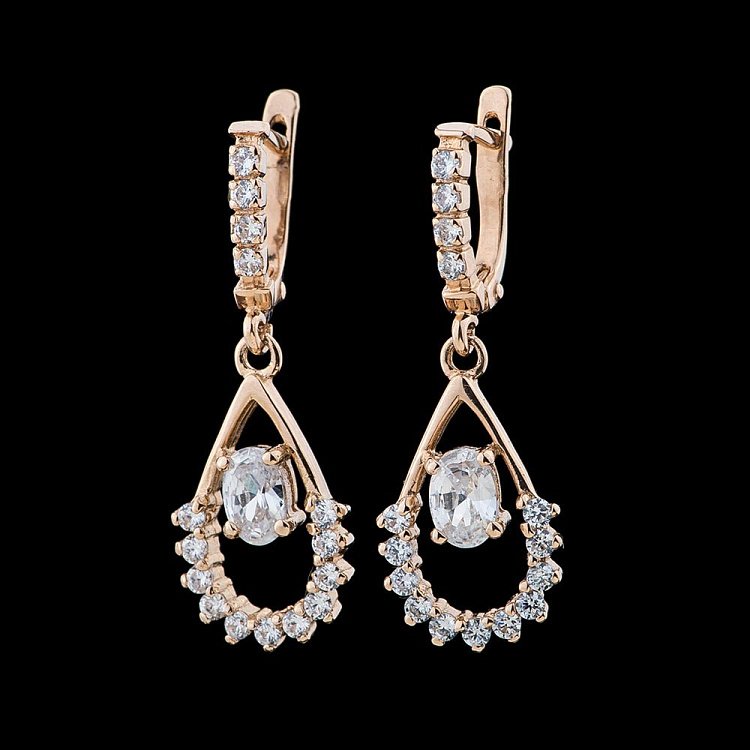 Золоті сережки з фіанітами с02465 від ювелірного магазину Онікс