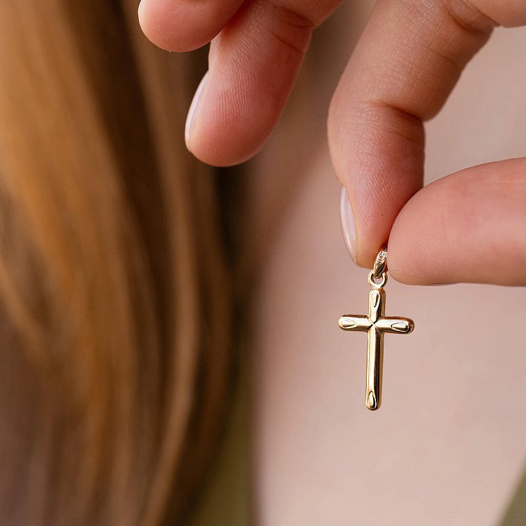 Хрестик в червоному золоті п03510 - 2 Хрестик в червоному золоті п03510 від ювелірного магазину Онікс - 2