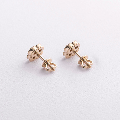 Сережки - пусети "Конюшина" в жовтому золоті с09670 №3