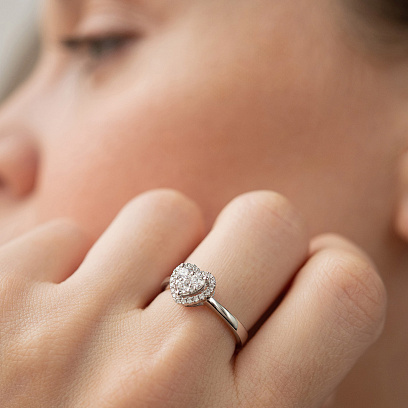 Золотое кольцо "Сердечко" с бриллиантами кб0608ri №4