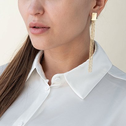 Серьги "Изысканность" в желтом золоте 480069М №2