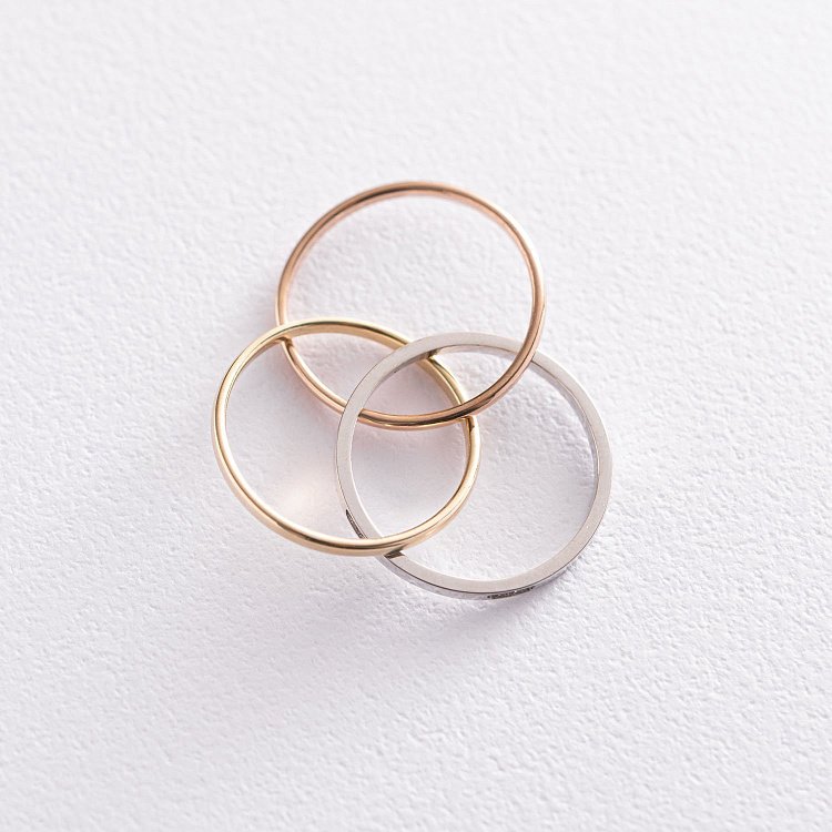 Каблучка з трьох кольорів золота з фіанітами к06688 від ювелірного магазину Онікс - 6