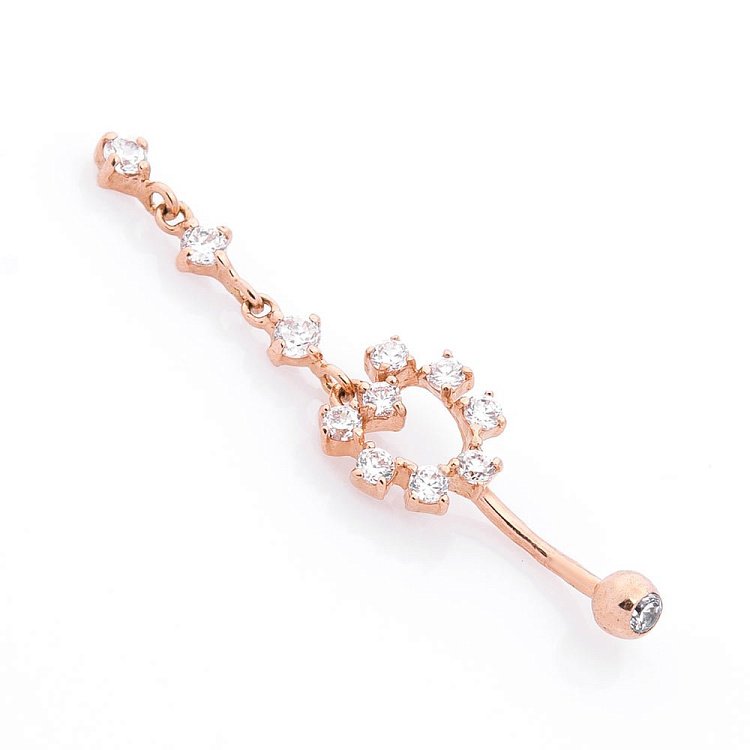 Золотой пирсинг с фианитами пир00047 от ювелирного магазина Оникс - 1