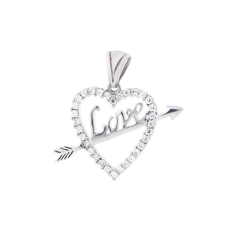 Серебряная подвеска с сердечком "Love" 131825 от ювелирного магазина Оникс