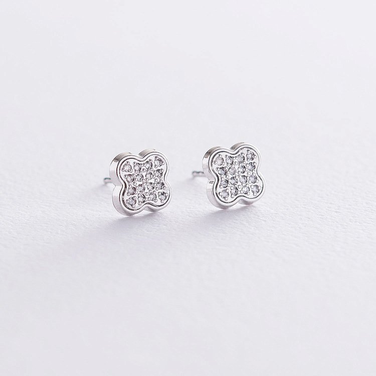 Золотые серьги - пусеты с бриллиантами сб0332gch от ювелирного магазина Оникс