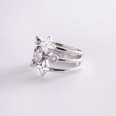 Серебряное кольцо "Клевер" с фианитами 1488/1р-CZ №3