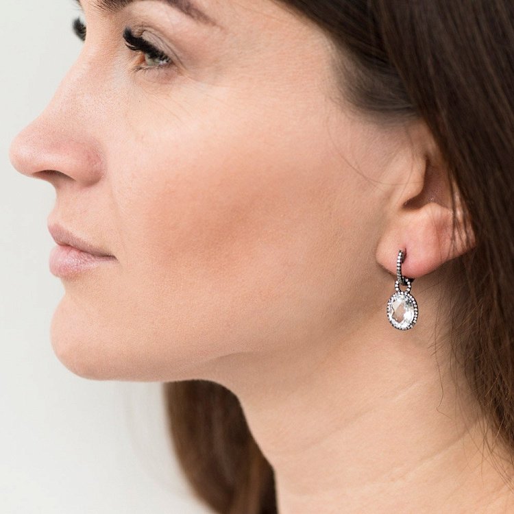 Золоті сережки (кварц, діамант) LDE0433-p від ювелірного магазину Онікс - 4