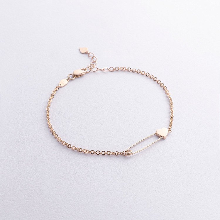 Браслет "Булавка с сердечком" в желтом золоте б05448 от ювелирного магазина Оникс