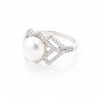 Серебряное кольцо с фианитами и культ. пресн. жемчугом 111863 от ювелирного магазина Оникс - 2