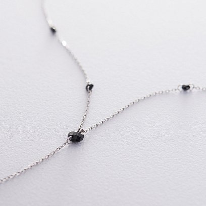 Серебряное колье с черными камнями 18906 №4