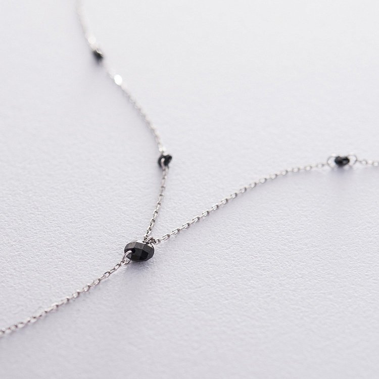 Серебряное колье с черными камнями 18906 от ювелирного магазина Оникс - 4