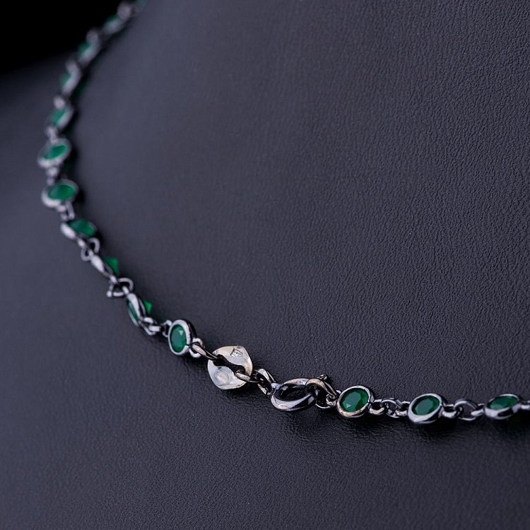 Серебряное колье с агатом 18493 от ювелирного магазина Оникс - 2