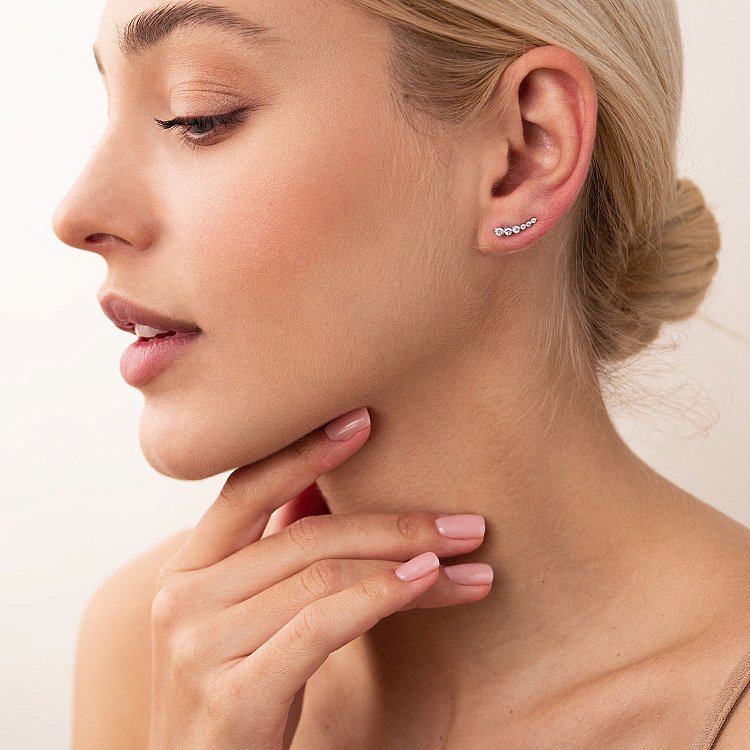 Золоті сережки - клаймбери (діаманти) 102-10030b від ювелірного магазину Онікс - 4