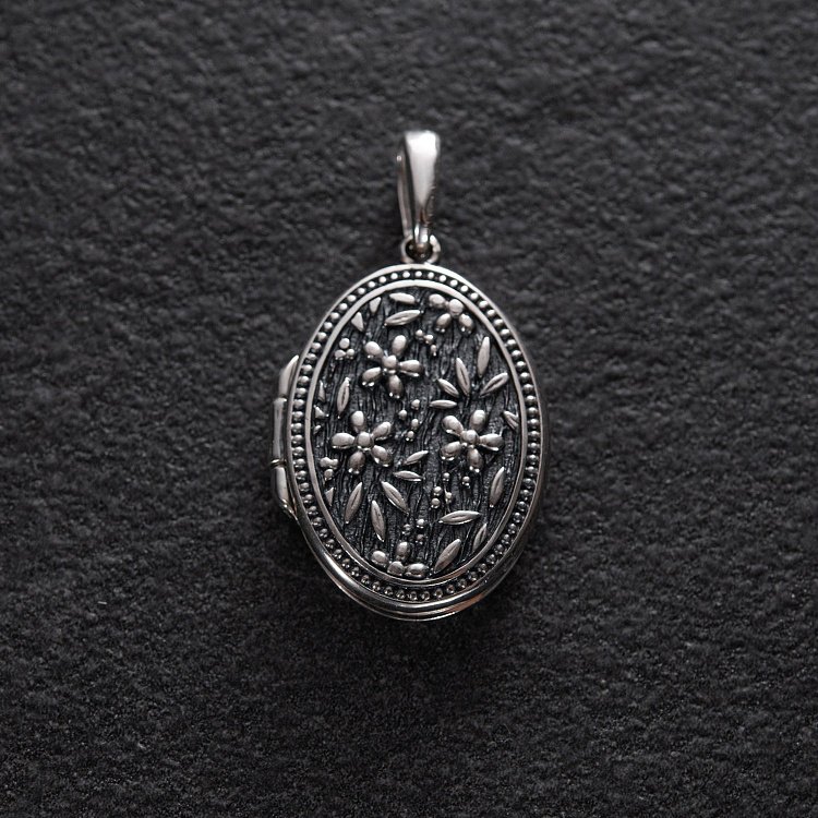 Серебряный кулон для фотографии "Цветы" (чернение) 133050 от ювелирного магазина Оникс - 11