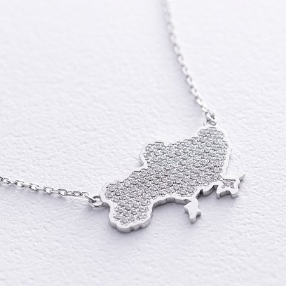 Золоте кольє "Україна" з діамантами 125431121 №5