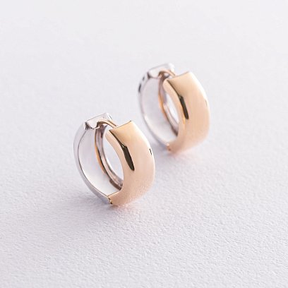 Сережки - кільця з жовтого і білого золота с07009