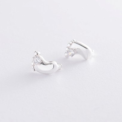 Серебряные серьги "Ножки младенца" с фианитами 121642