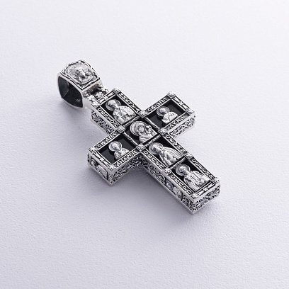 Чоловічий срібний православний хрест "Розп'яття" з оніксом 1070о №6
