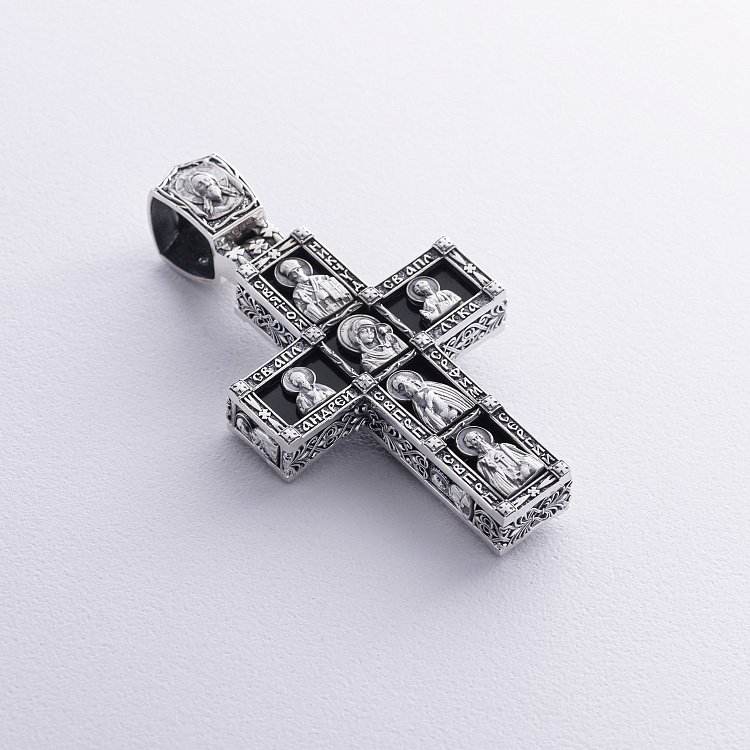 Чоловічий срібний православний хрест "Розп'яття" з оніксом 1070о від ювелірного магазину Онікс - 5