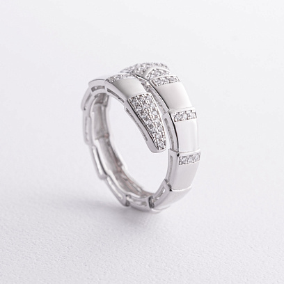 Серебряное кольцо "Змея" с фианитами 112842 №3