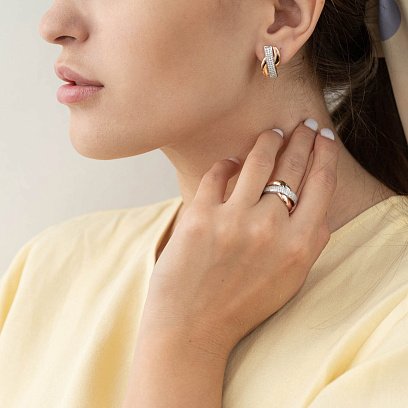 Золотые серьги с фианитами с04525 №3