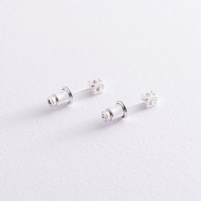 Серебряные серьги-пусеты с фианитами 12323 №4