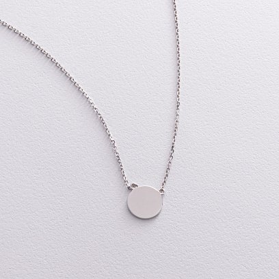 Кольє "Монетка" в білому золоті (можливе гравіювання) кол02042