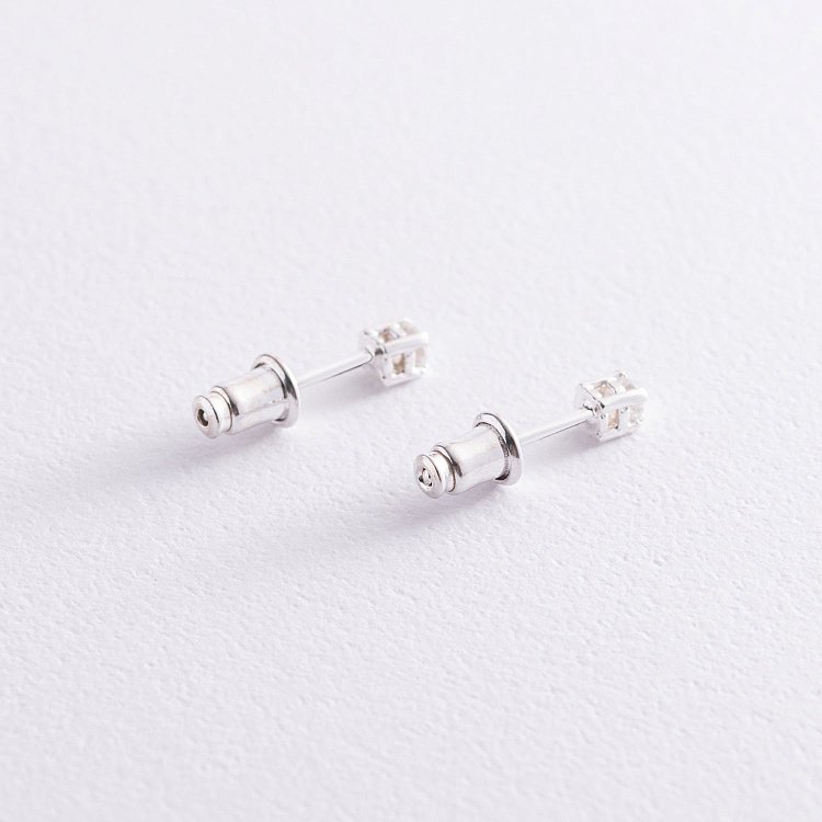 Серебряные серьги-пусеты с фианитами 12323 от ювелирного магазина Оникс - 3