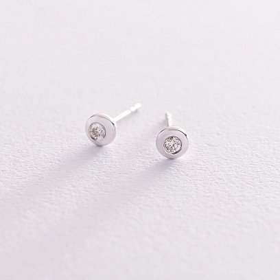 Золотые серьги-пусеты с бриллиантами сб0278ri №3