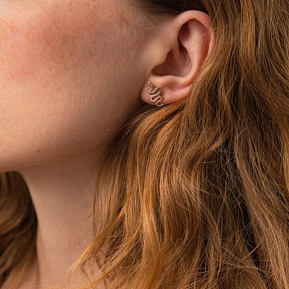 Серьги - пусеты "Змеи" в красном золоте с07925 №4