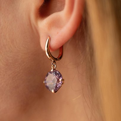Золотые серьги "Влечение" с аметистом с05299 №7