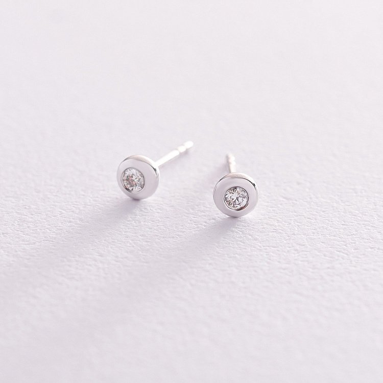 Золотые серьги-пусеты с бриллиантами сб0278ri от ювелирного магазина Оникс - 2