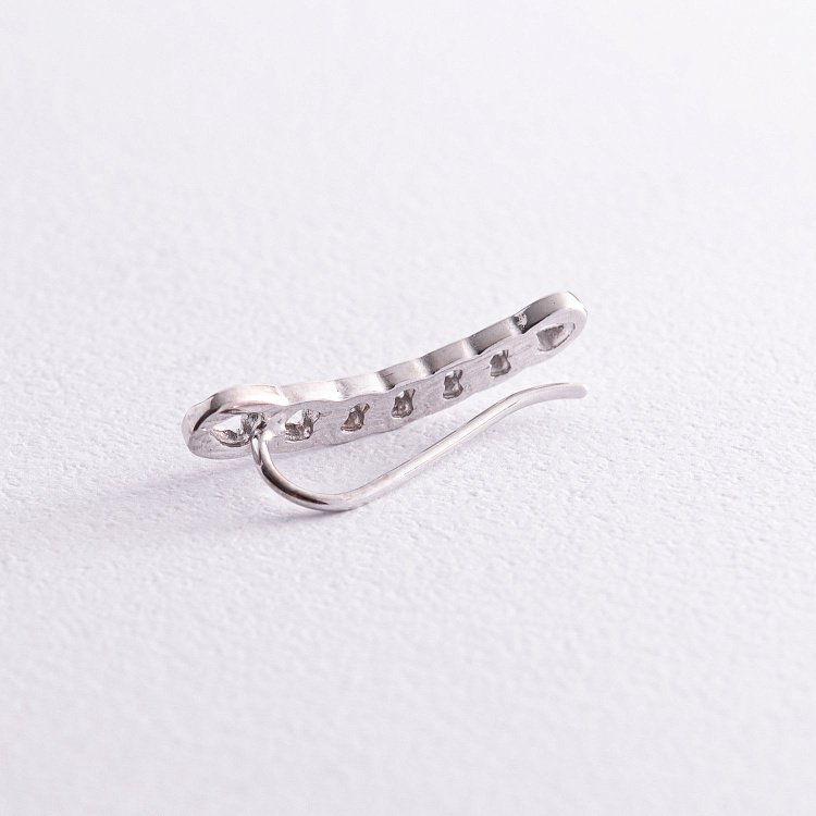 Моносережка "Ланцюжок" у білому золоті с08002 від ювелірного магазину Онікс - 3